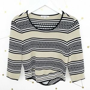 Ronny Kobo • Cream Black Striped Open Back Knit Top